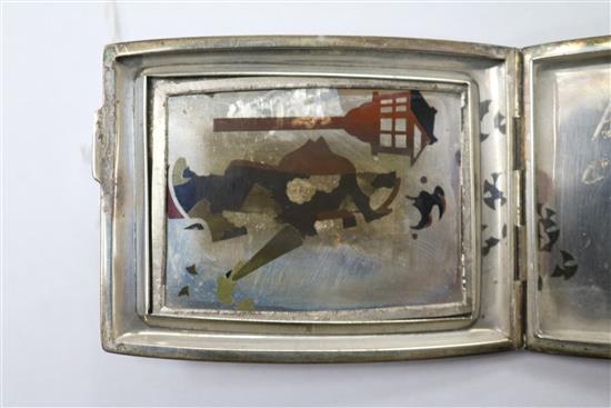A Japanese silver and mixed metal card case 74mm.